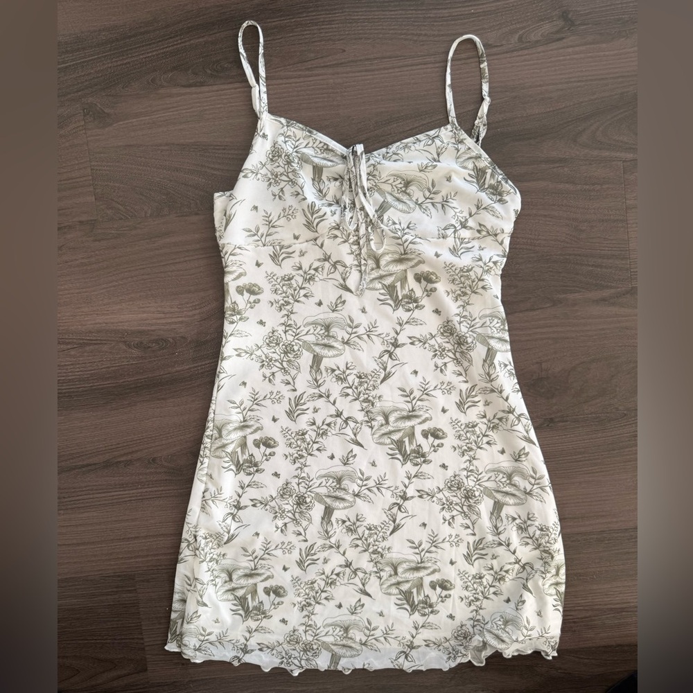 Floral Print Slip Dress sage/white